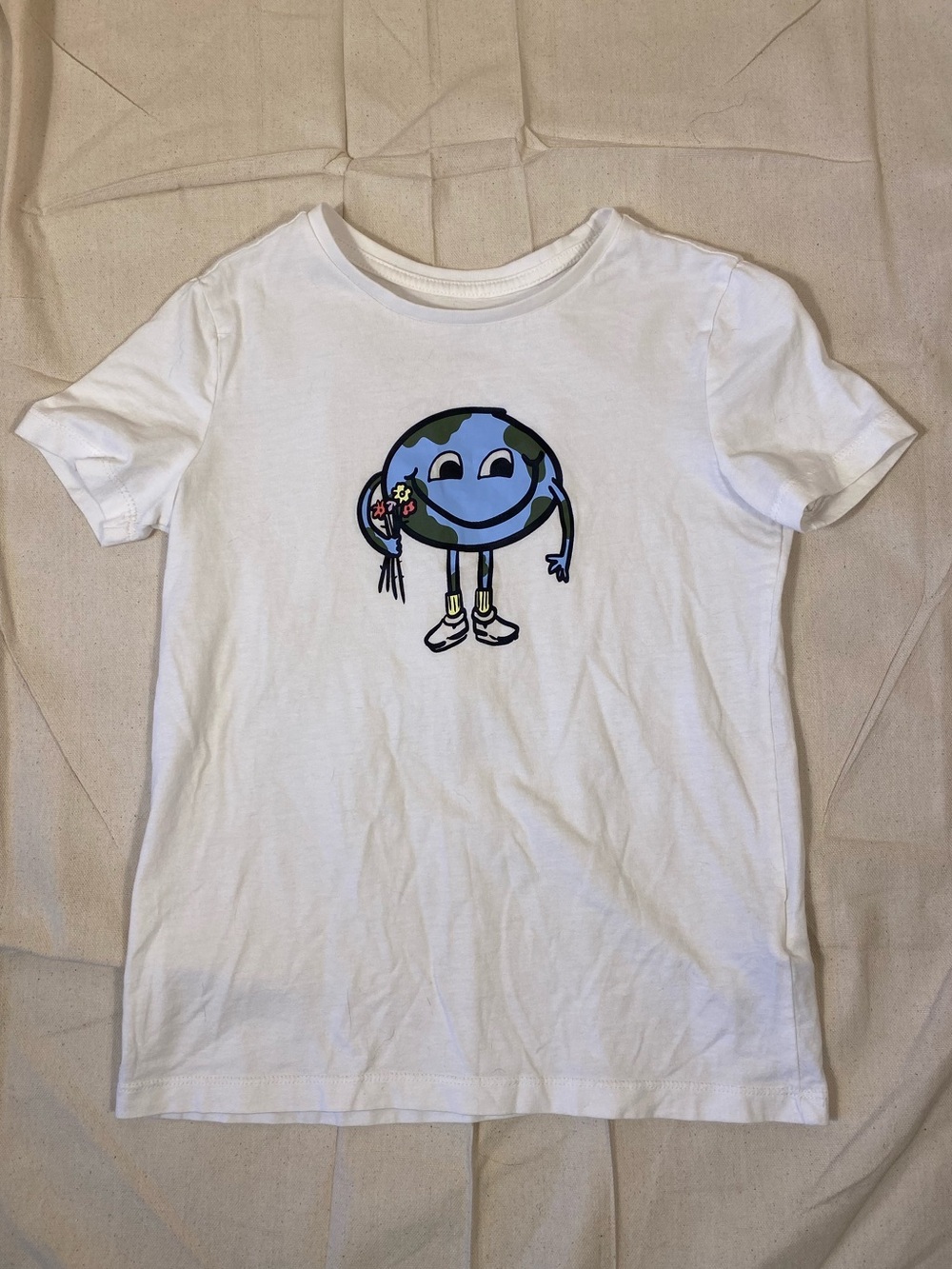Girls White Earth Tee Shirt